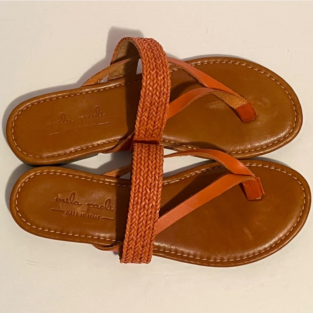 Mila Paoli Brown and Orange Sandals